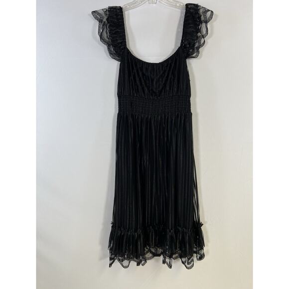 NWT Ever -Pretty Babydoll Victorian Dress Womens 14 Black Ruffle Whimsigoth - Picture 10 of 12